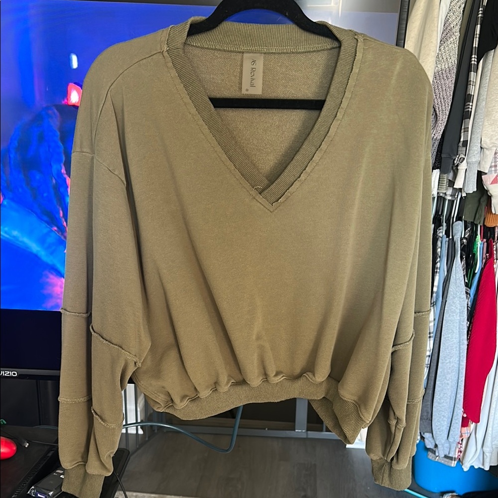 Olive Green V-Neck Sweater